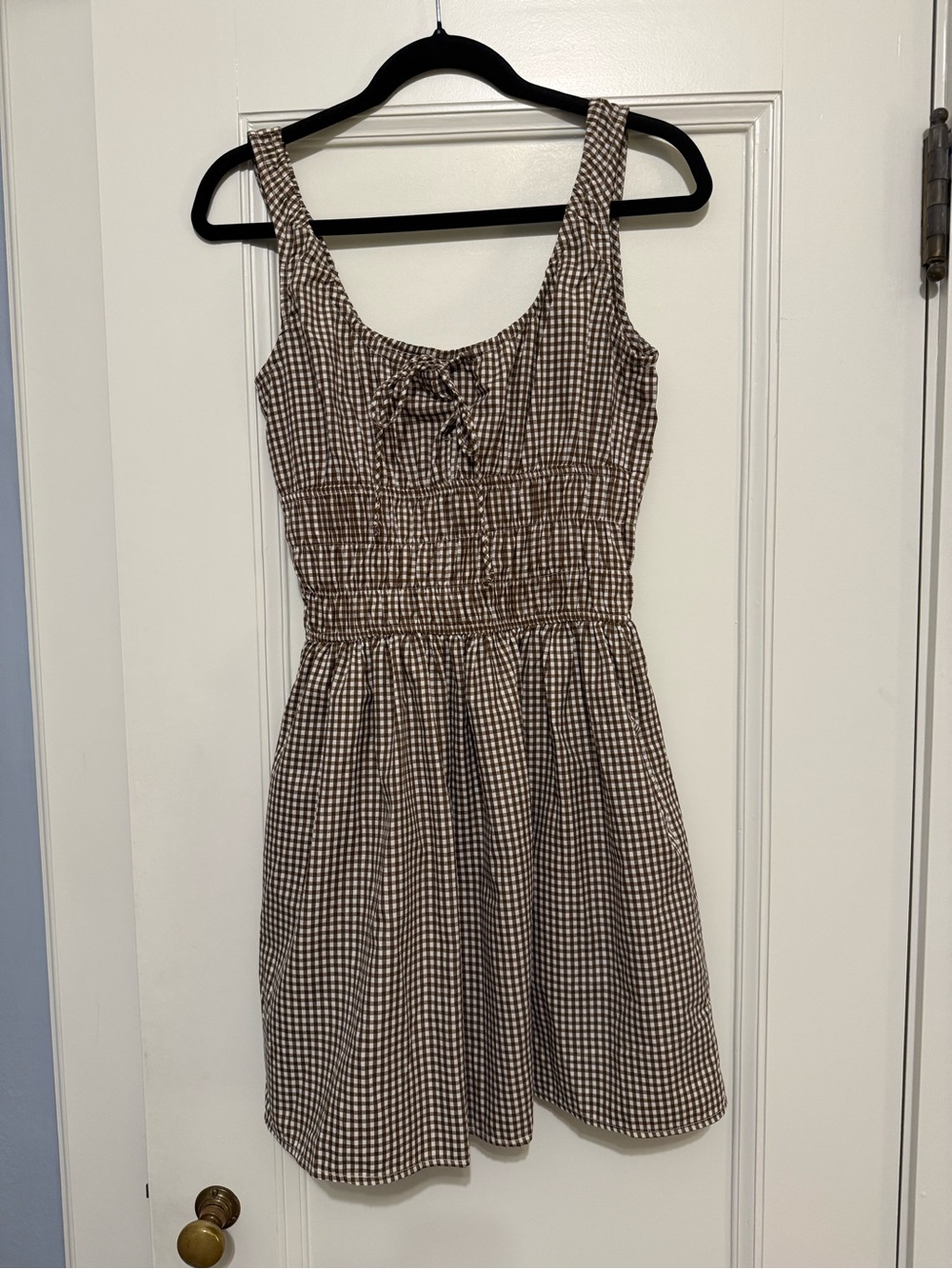 Sim & Sam Brown Check Smocked Dress